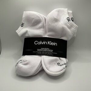 Calvin Klein Womens 6 Pairs With Athletic No Show White Socks